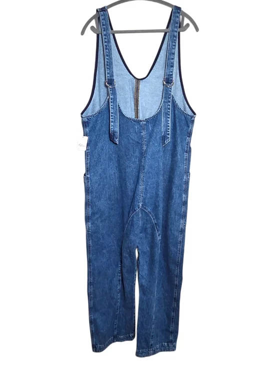 Free People High Roller Jumpsuit Sapphire Blue Slouchy Relaxed Cotton Large NWT - Picture 5 of 13